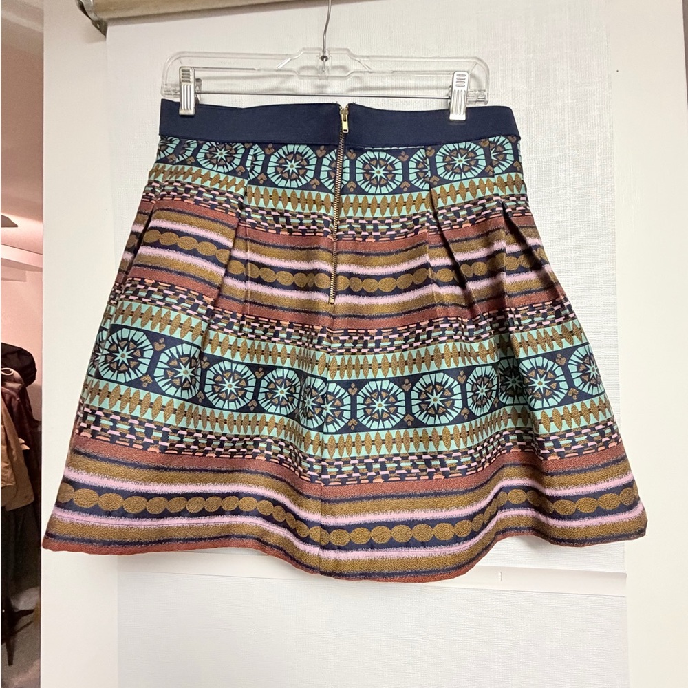 Anthropologie Blue and Gold A-Line Skirt